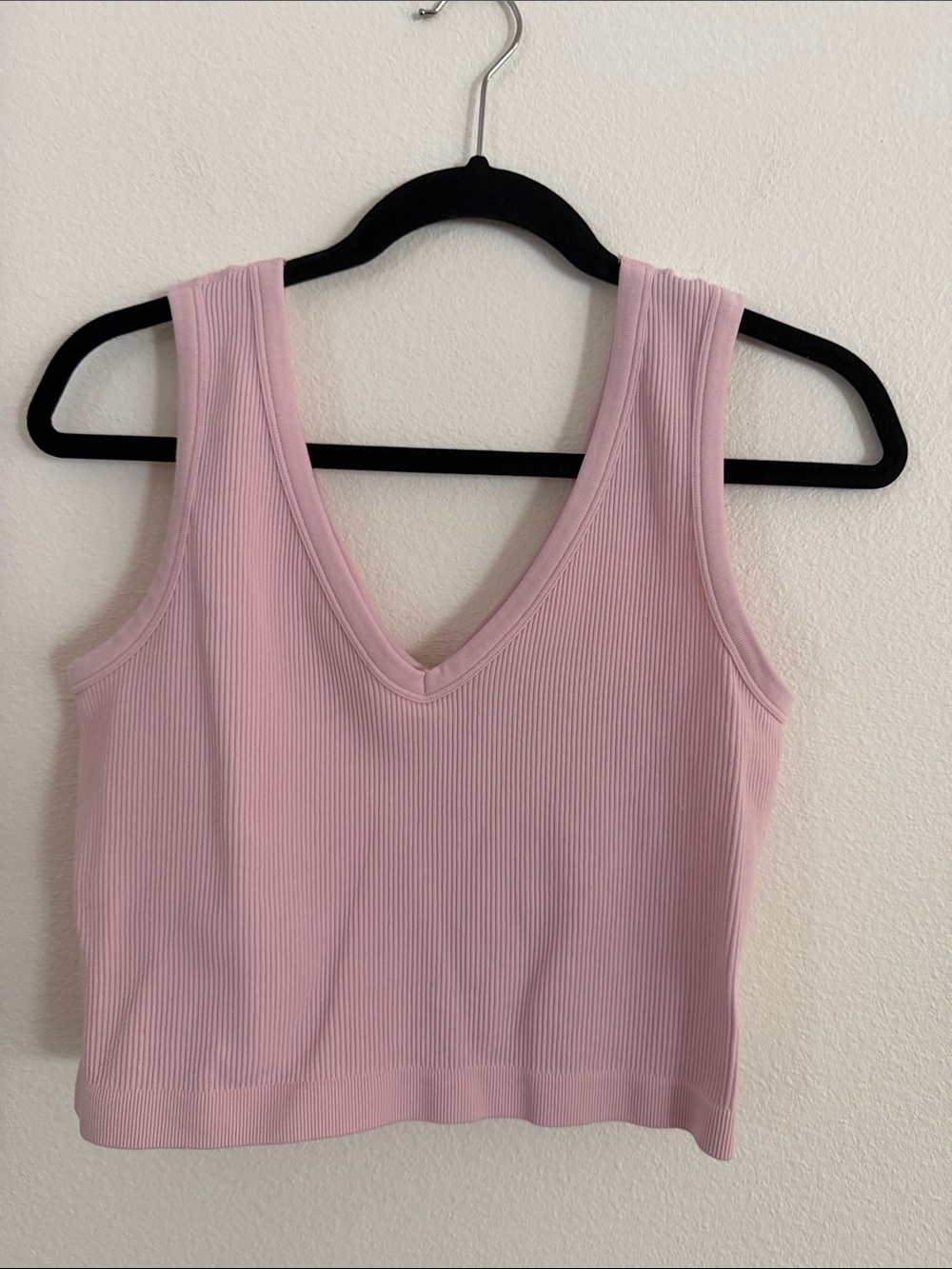 GB girls Ribbed V-Neck Crop Tank Top - Light Pink